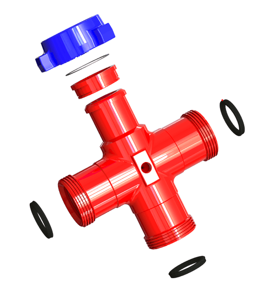 Cross, 2", 1502 F (thread) x F (thread) x F (thread) x M (wing) Standard, 15000  PSI   9/16" AUTOCLAVE