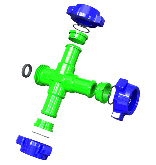 Cross,  2" 1502 M (wing ) x M (wing ) x M (wing  ) x F(thread) SOUR,10000 PSI with 9/16"